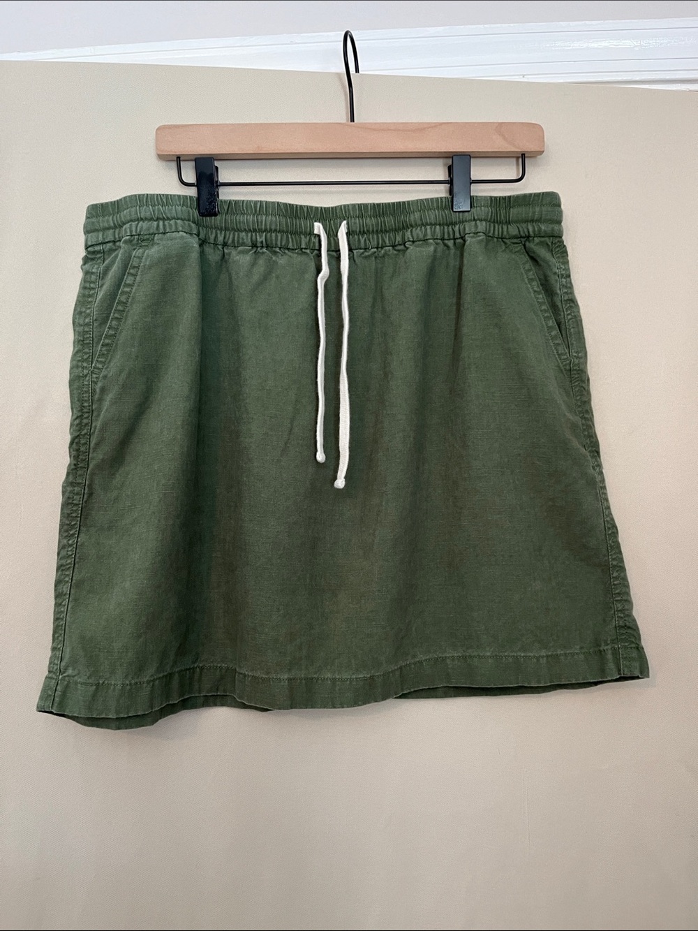 Linen-blend J.Crew Factory Casual Olive Drawstring Skirt